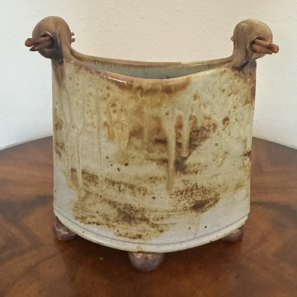 Betsy Gray Porcelain Rustic Vase Art Piece with Earthy Tones - Picture 3 of 13